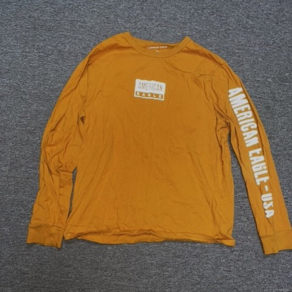 MENS SIZE L AMERICAN EAGLE ORANGE LONG SLEEVE T-SHIRT SHIRT REFLECTIVE LETTERS